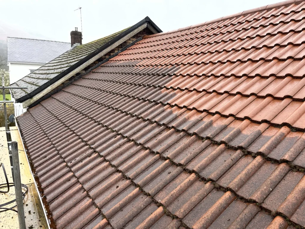 Before and after roof cleaning in Pembrokeshire – amazing transformation